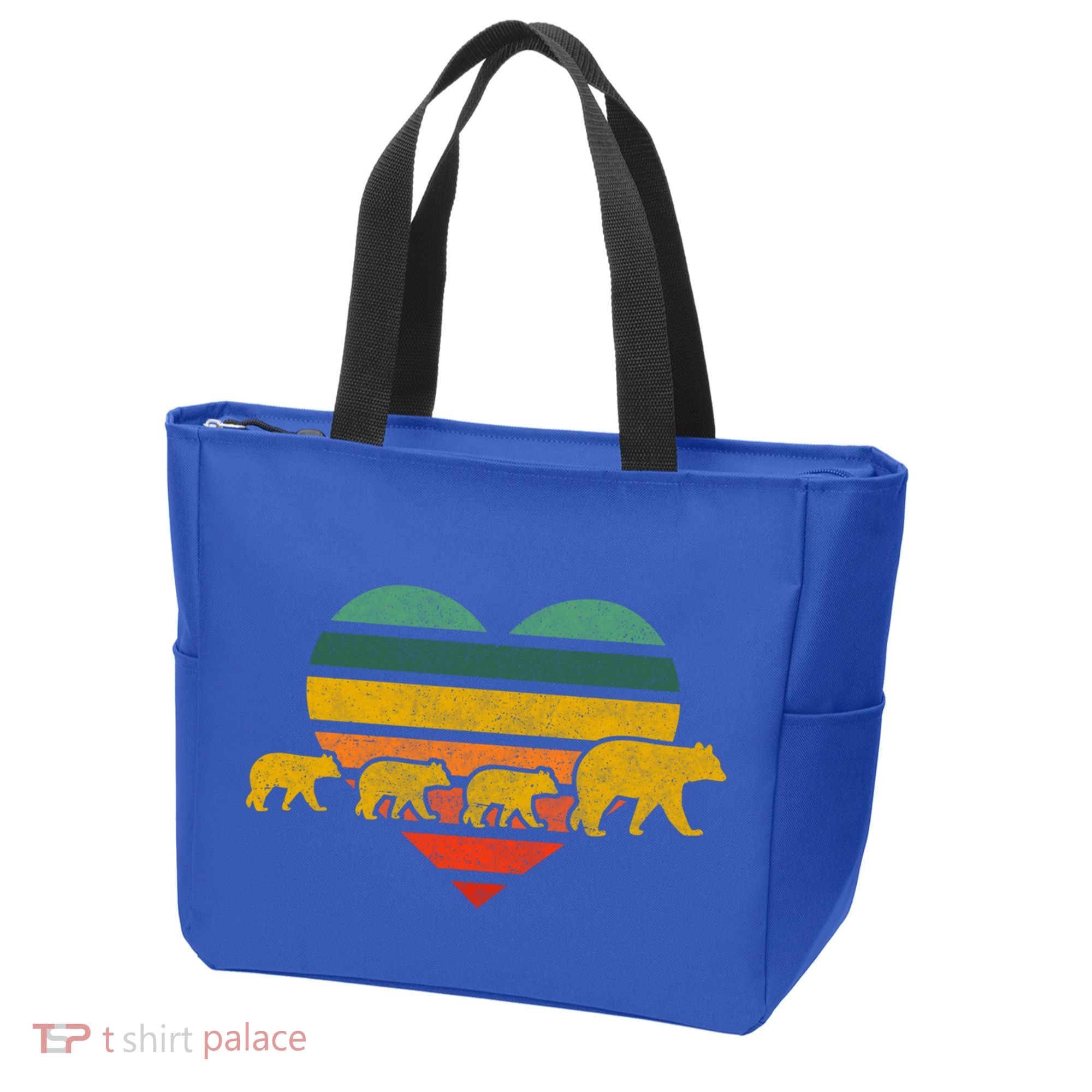 Mama Bear Three Cubs Retro Heart Mothers Day Gift Funny Gift Tote Bag