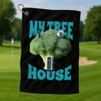 My Broccoli Tree House Funny Golf Towel thumb 1