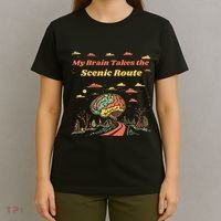 My Brain Takes The Scenic Route T-Shirt thumb 4