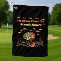 My Brain Takes The Scenic Route Golf Towel thumb 1