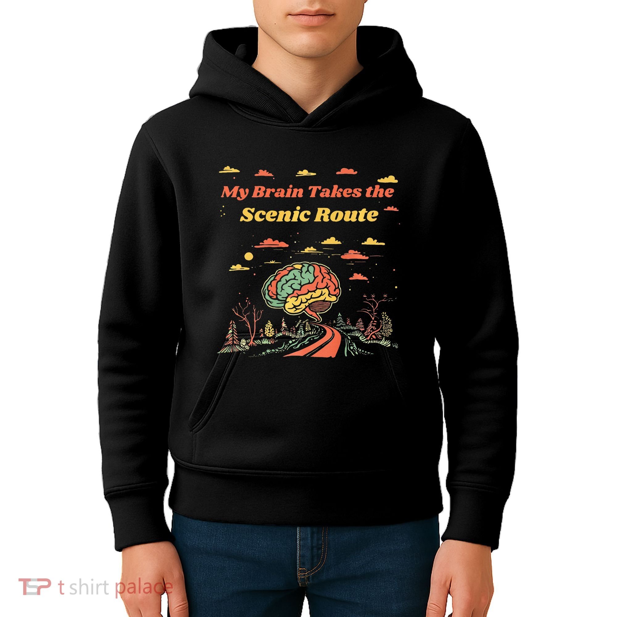 My Brain Takes The Scenic Route Kids Hoodie