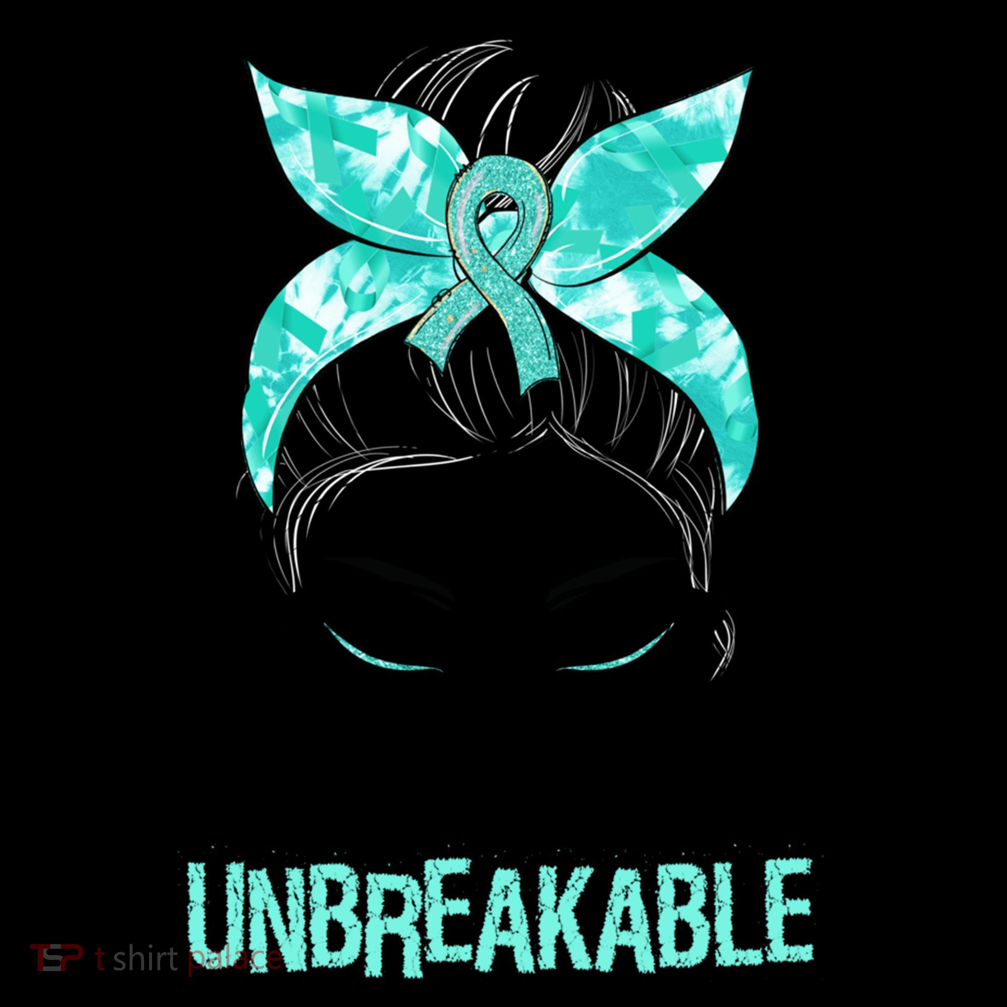 Messy Bun Teal Ribbon Ovarian Cancer Warrior Unbreakable Funny Gift Coffee Mug