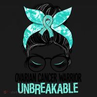 Messy Bun Teal Ribbon Ovarian Cancer Warrior Unbreakable Funny Gift Women's Hoodie thumb 2