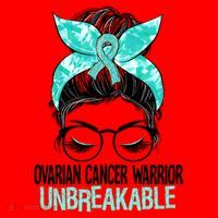 Messy Bun Teal Ribbon Ovarian Cancer Warrior Unbreakable Funny Gift Santa Hat thumb 1