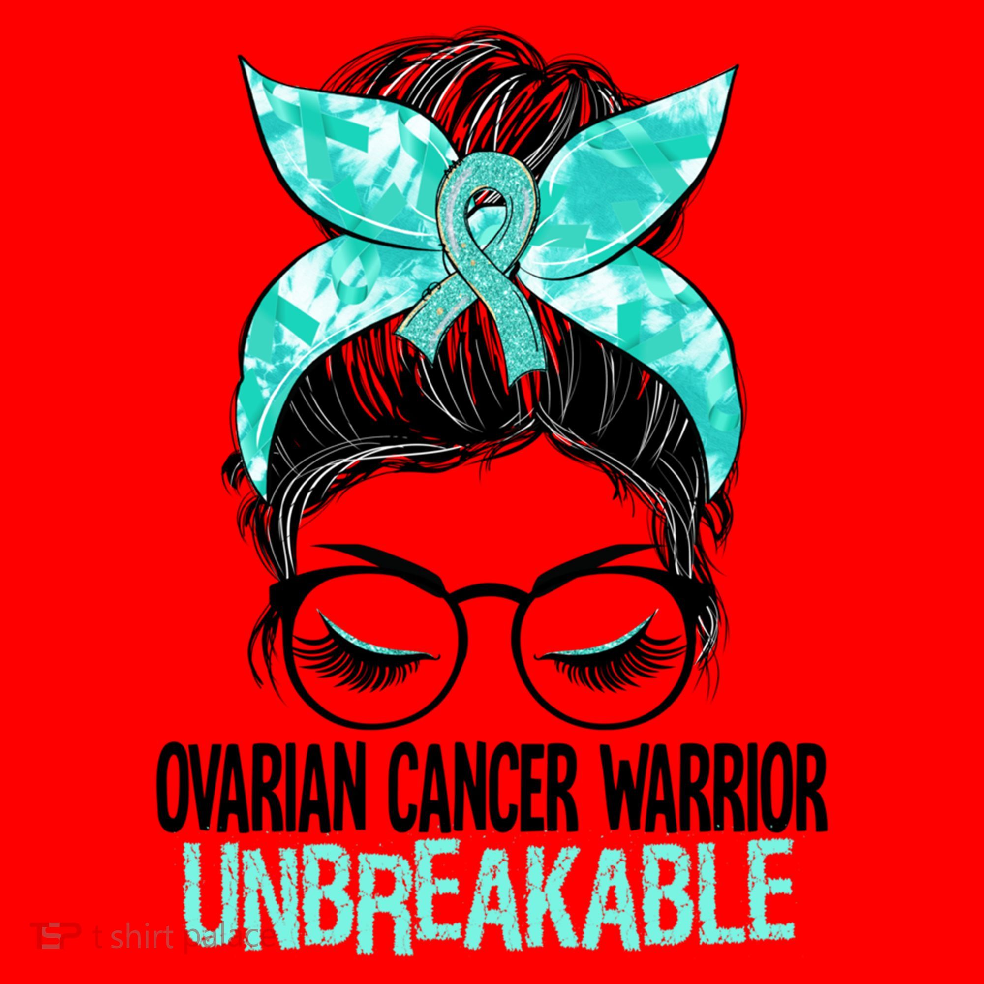 Messy Bun Teal Ribbon Ovarian Cancer Warrior Unbreakable Funny Gift Santa Hat