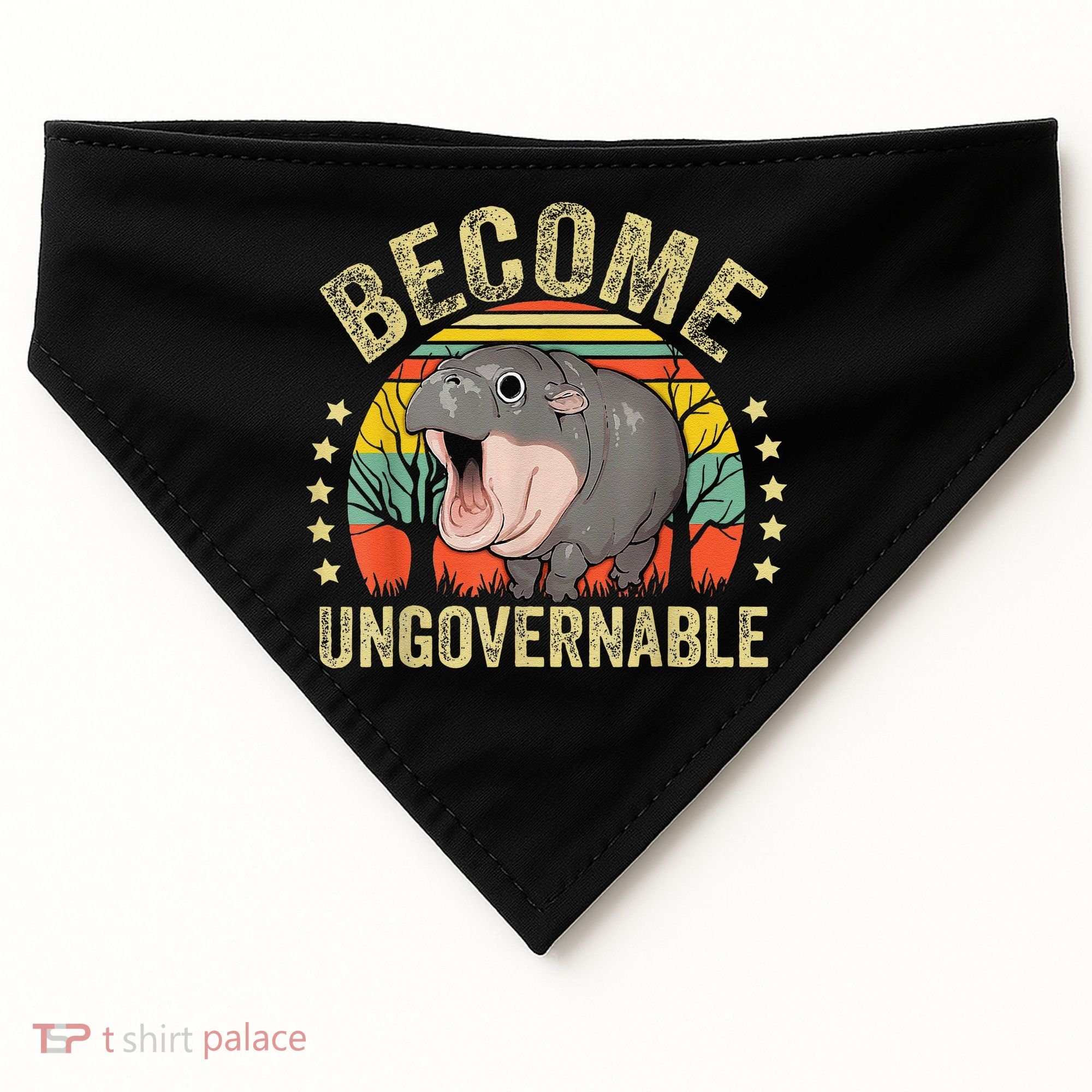 Moodeng Become Ungovernable Funny Baby Hippo Moo Deng Joke USA-Made Doggie Bandana