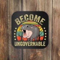 Moodeng Become Ungovernable Funny Baby Hippo Moo Deng Joke Coaster thumb 0