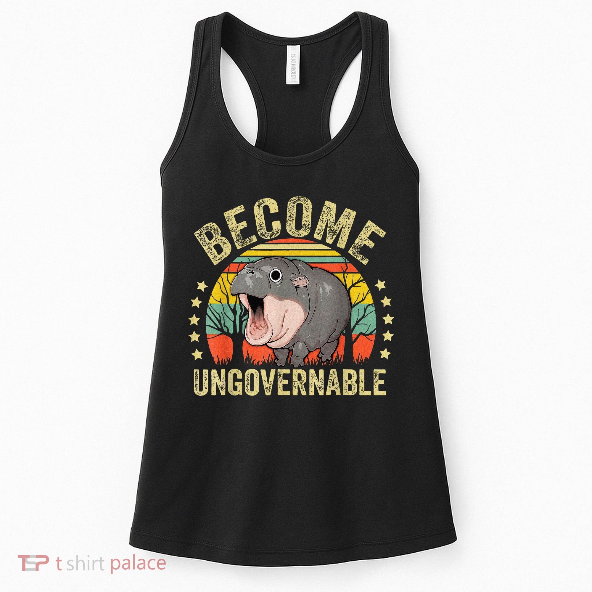 Moodeng Become Ungovernable Funny Baby Hippo Moo Deng Joke Women's Tank Top