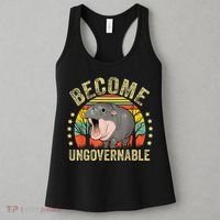 Moodeng Become Ungovernable Funny Baby Hippo Moo Deng Joke Women's Tank Top thumb 3