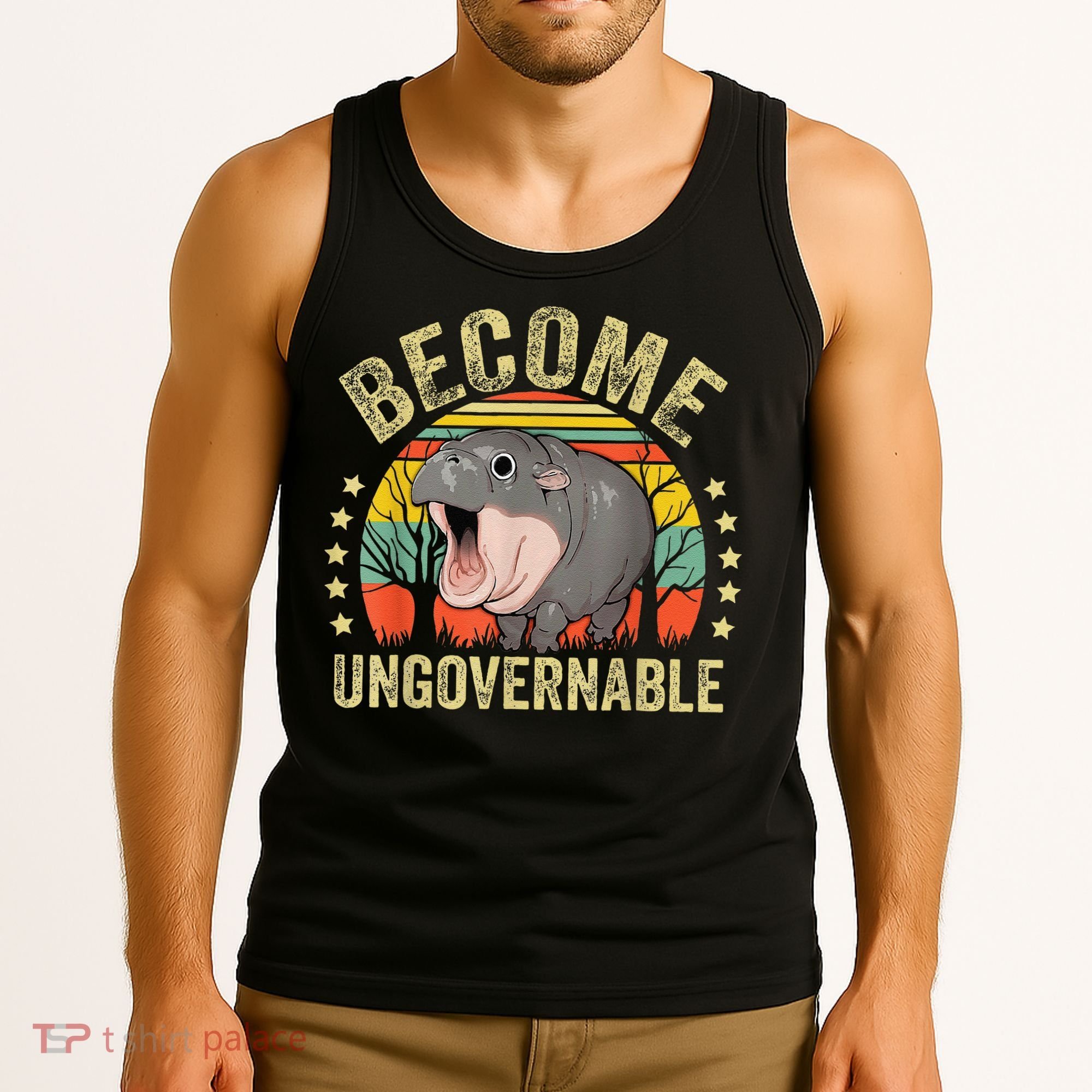 Moodeng Become Ungovernable Funny Baby Hippo Moo Deng Joke Tank Top