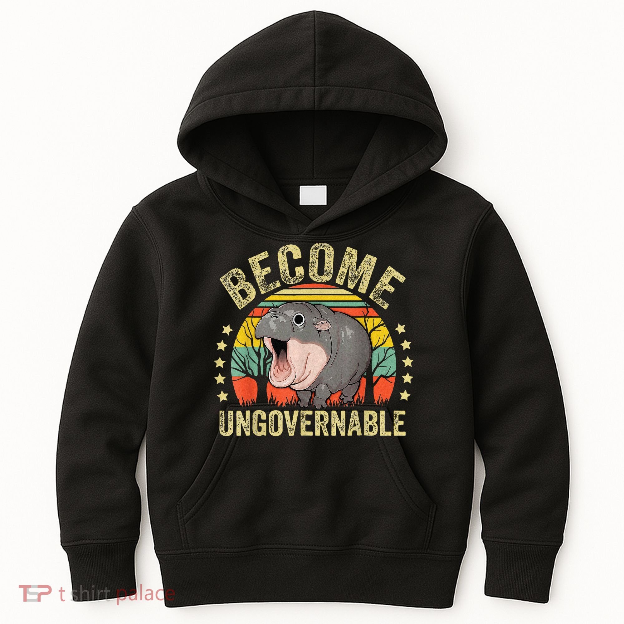 Moodeng Become Ungovernable Funny Baby Hippo Moo Deng Joke Kids Hoodie