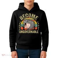 Moodeng Become Ungovernable Funny Baby Hippo Moo Deng Joke Kids Hoodie thumb 4