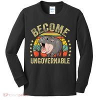 Moodeng Become Ungovernable Funny Baby Hippo Moo Deng Joke Kids Long Sleeve Shirt thumb 0