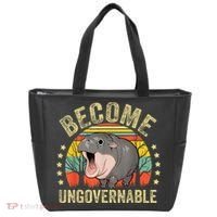 Moodeng Become Ungovernable Funny Baby Hippo Moo Deng Joke Tote Bag thumb 0