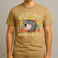 Moodeng Become Ungovernable Funny Baby Hippo Moo Deng Joke T-Shirt thumb 3
