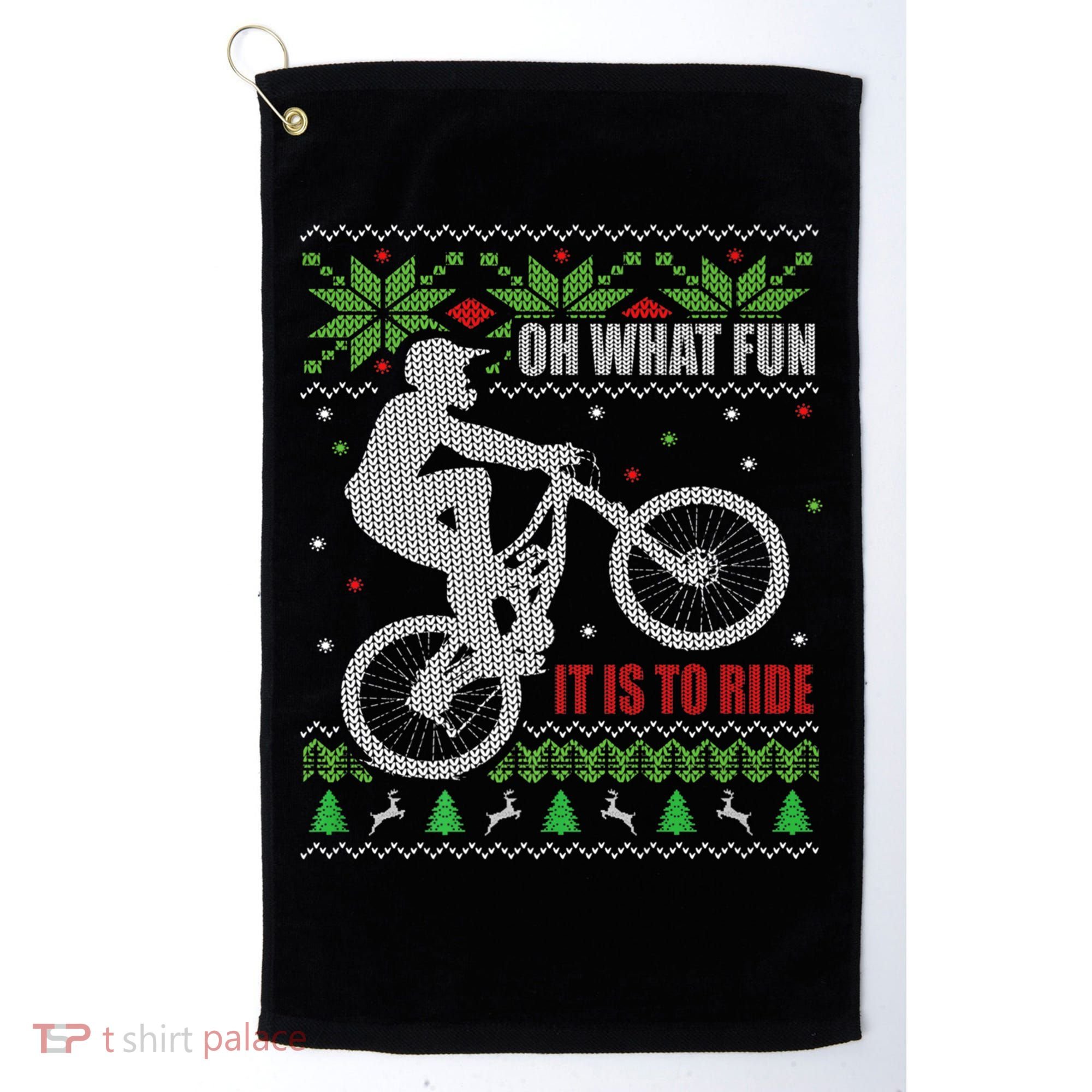 Mountain Bike Ugly Christmas Mountain Biking Gift Golf Towel