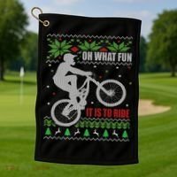 Mountain Bike Ugly Christmas Mountain Biking Gift Golf Towel thumb 1