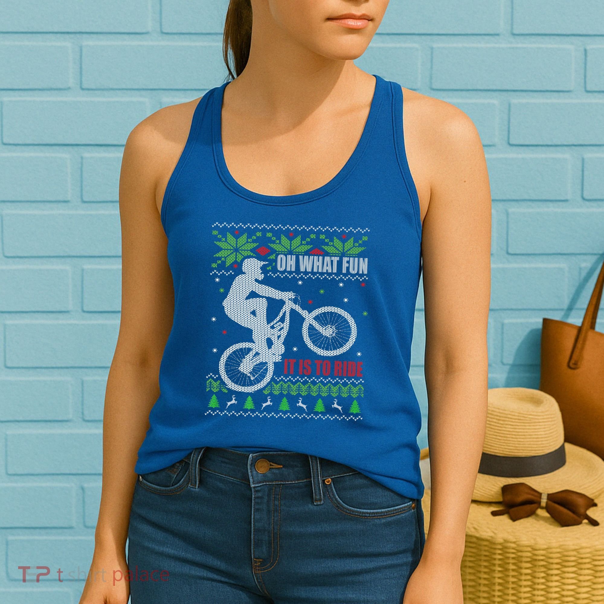 Mountain Bike Ugly Christmas Mountain Biking Gift Women's Tank Top