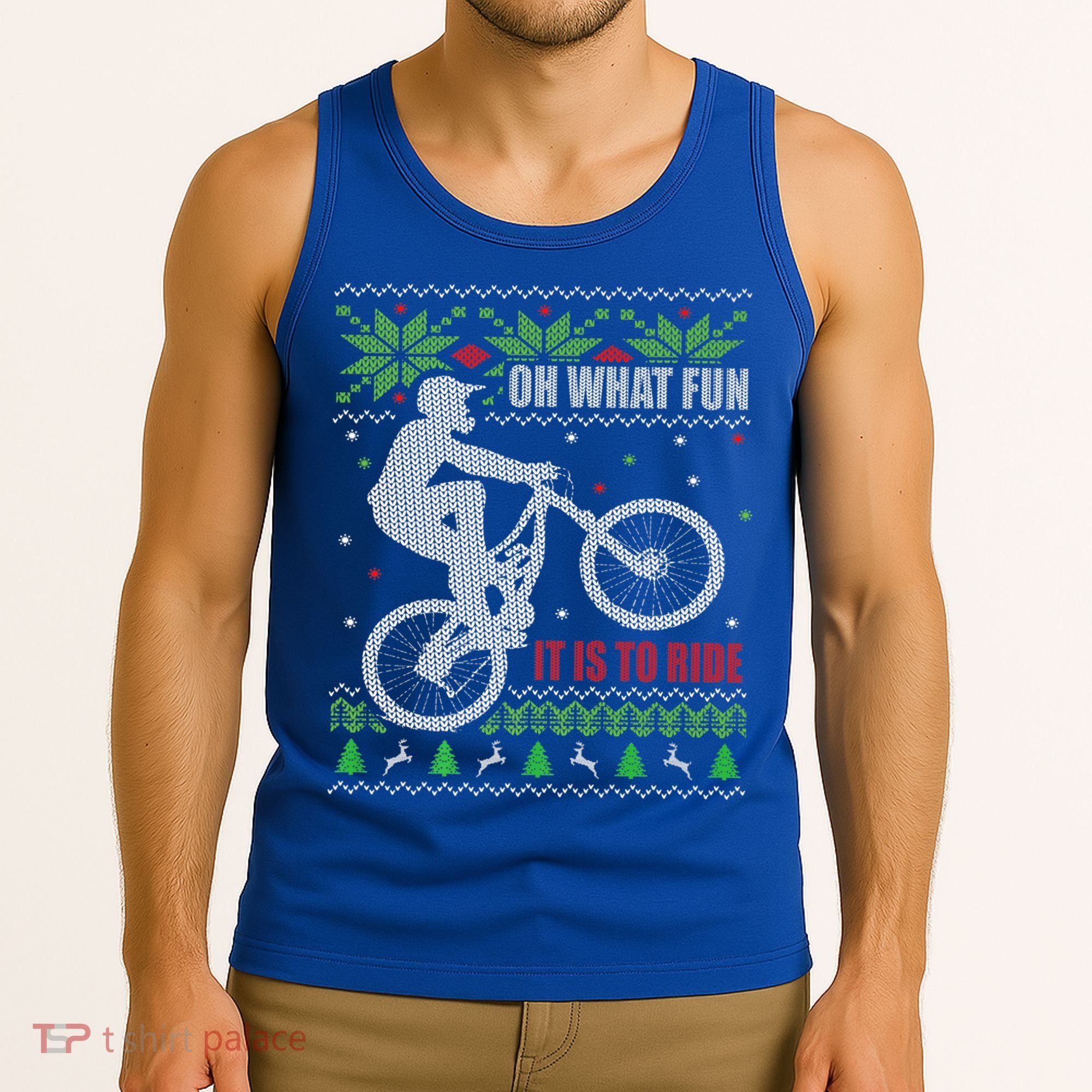 Mountain Bike Ugly Christmas Mountain Biking Gift Tank Top