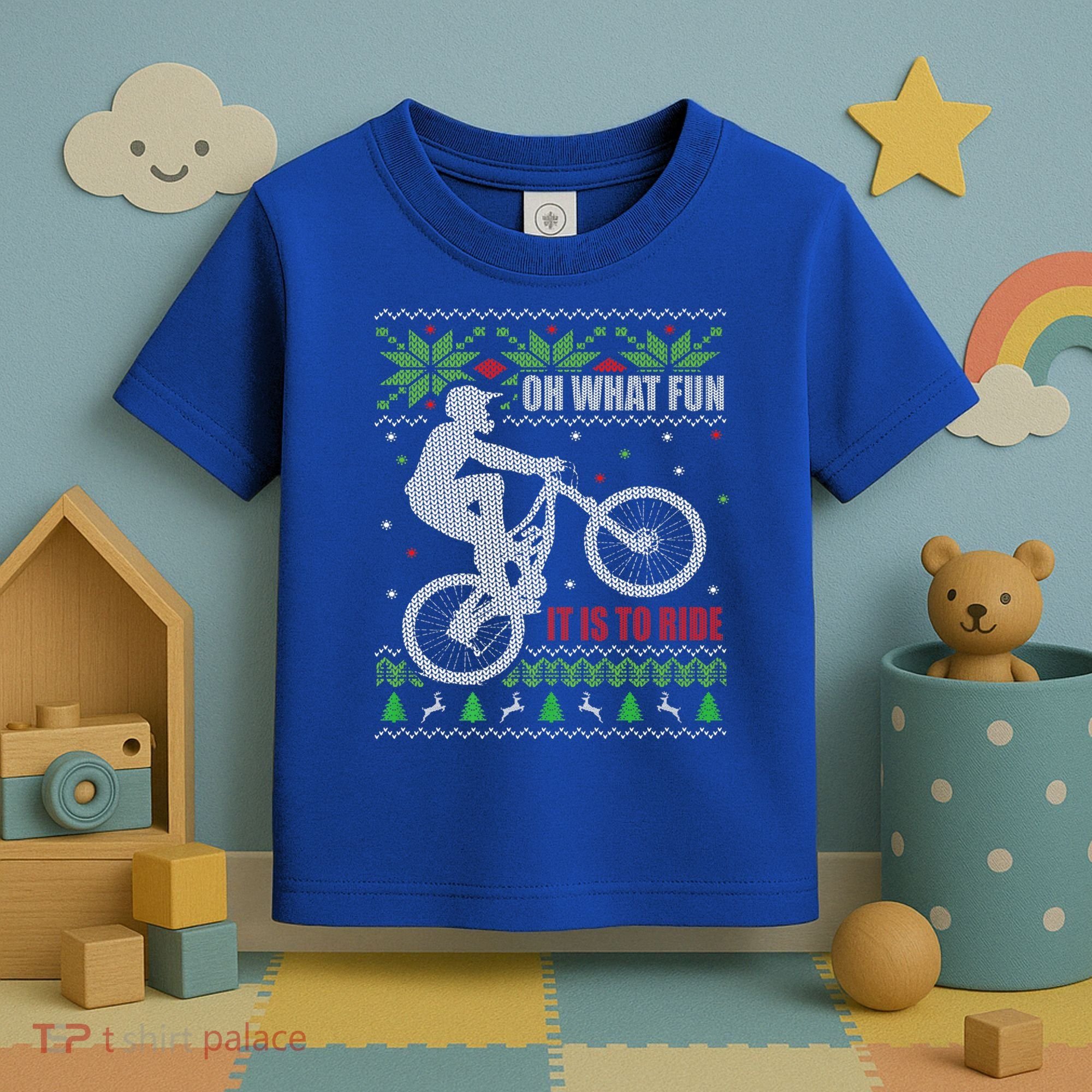 Mountain Bike Ugly Christmas Mountain Biking Gift Toddler T-Shirt