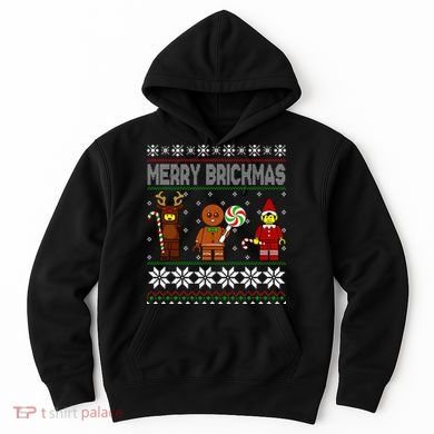 Merry Brickmas Ugly Christmas Block Brick Building  Hoodie
