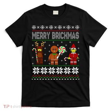 Merry Brickmas Ugly Christmas Block Brick Building  T-Shirt
