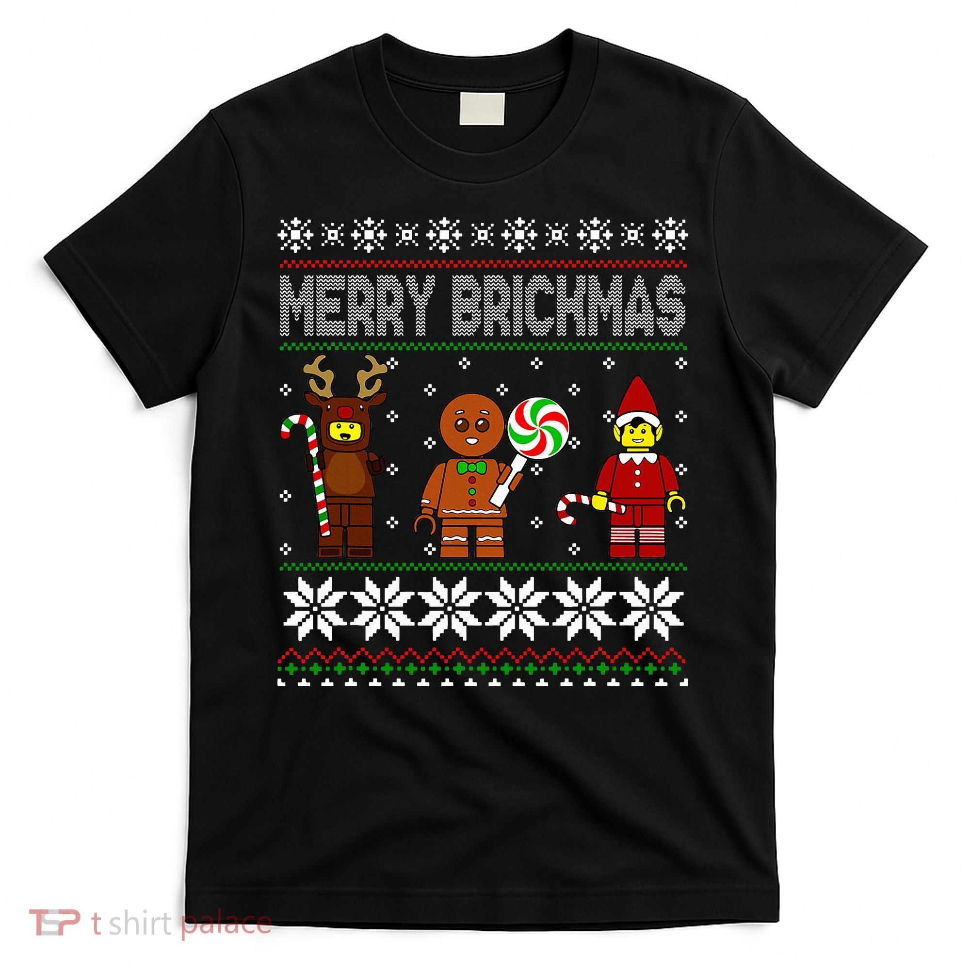 Merry Brickmas Ugly Christmas Block Brick Building  T-Shirt