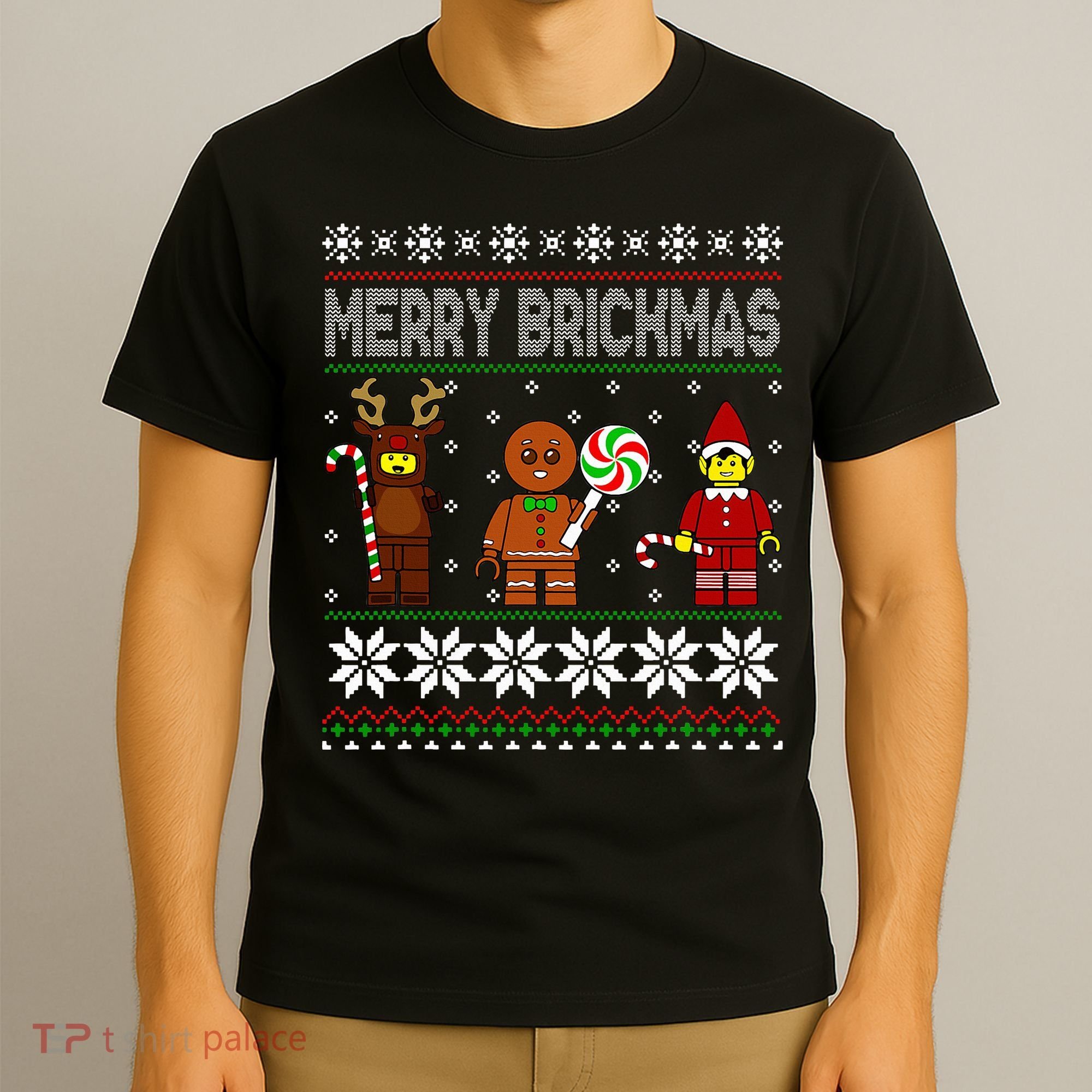 Merry Brickmas Ugly Christmas Block Brick Building  T-Shirt