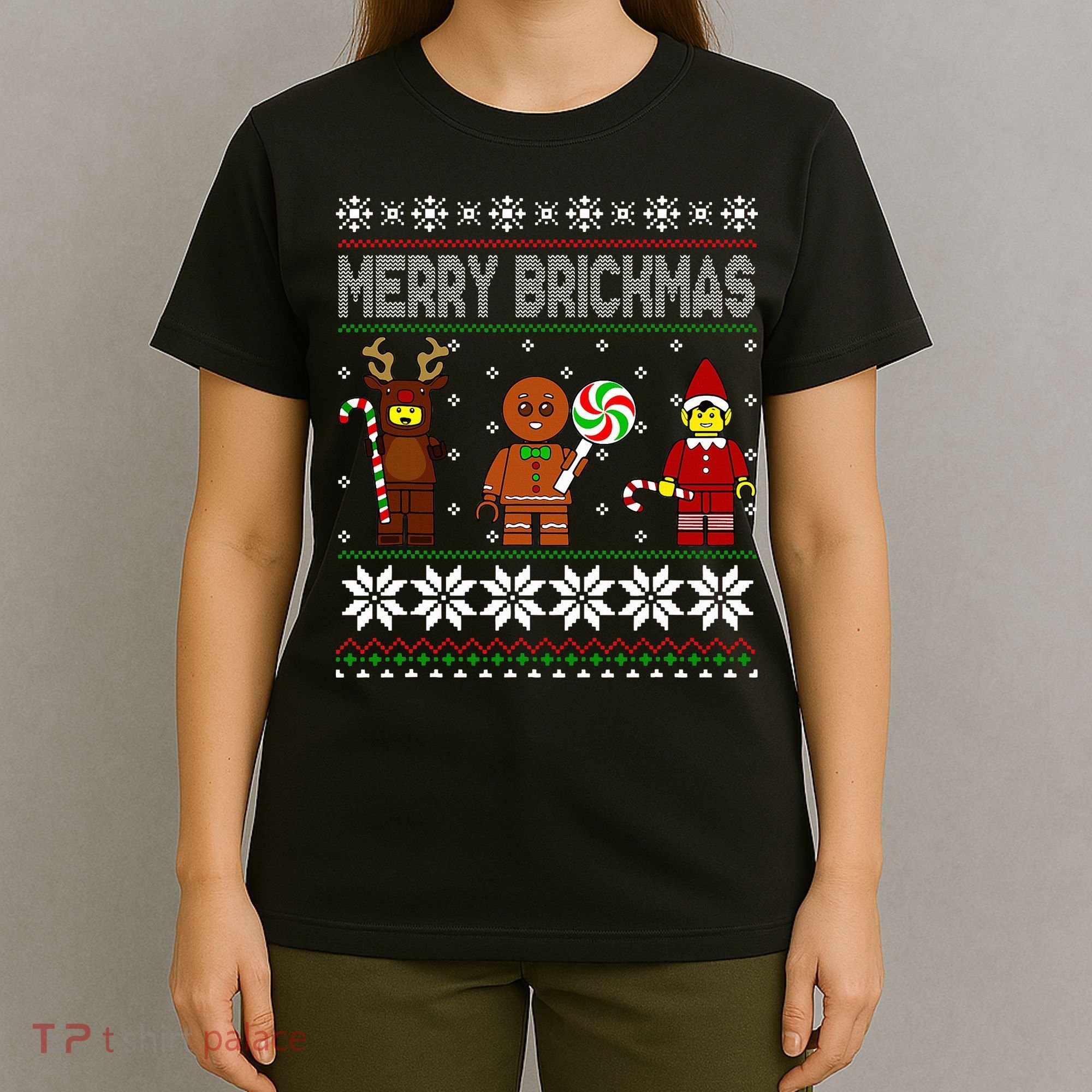 Merry Brickmas Ugly Christmas Block Brick Building  T-Shirt