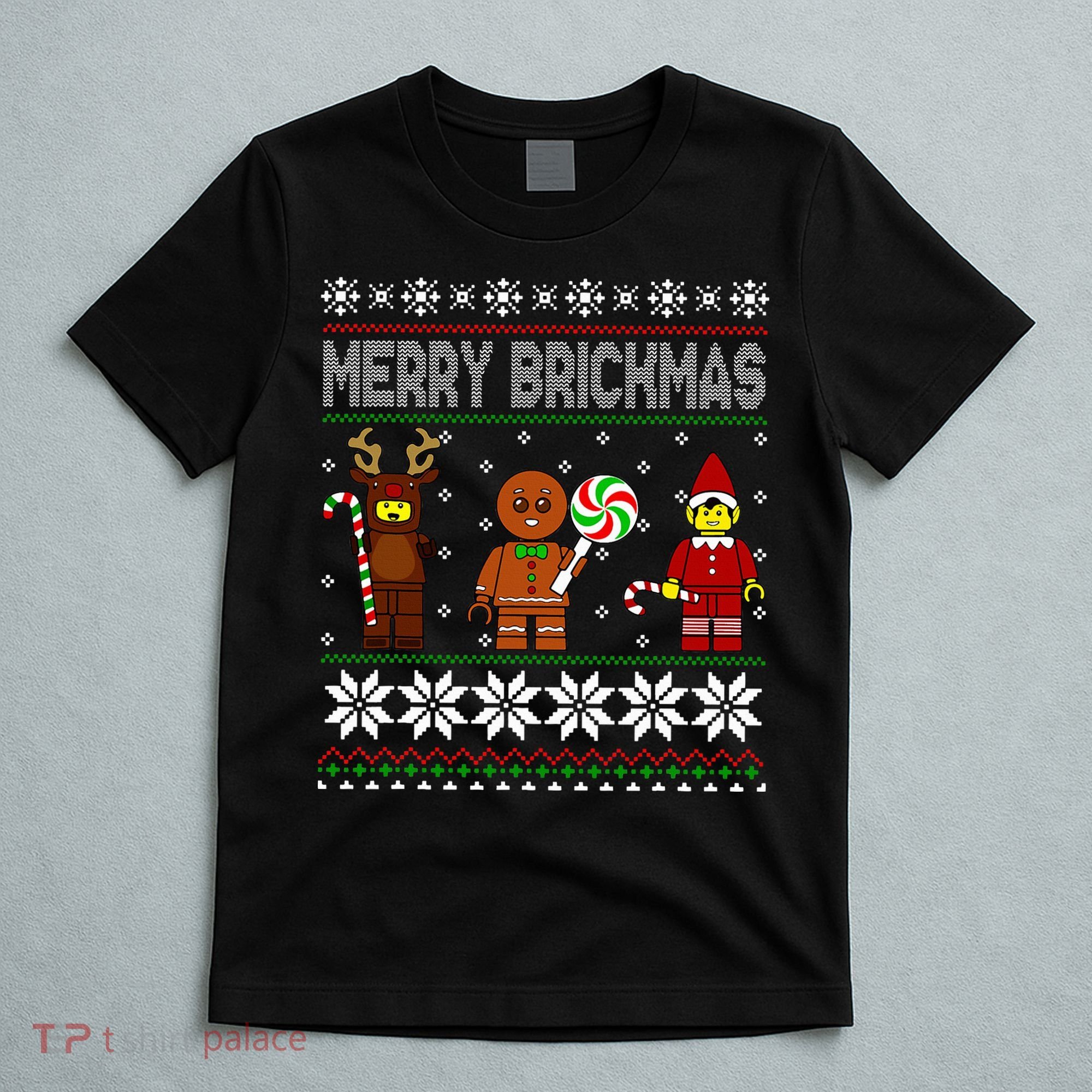 Merry Brickmas Ugly Christmas Block Brick Building  T-Shirt