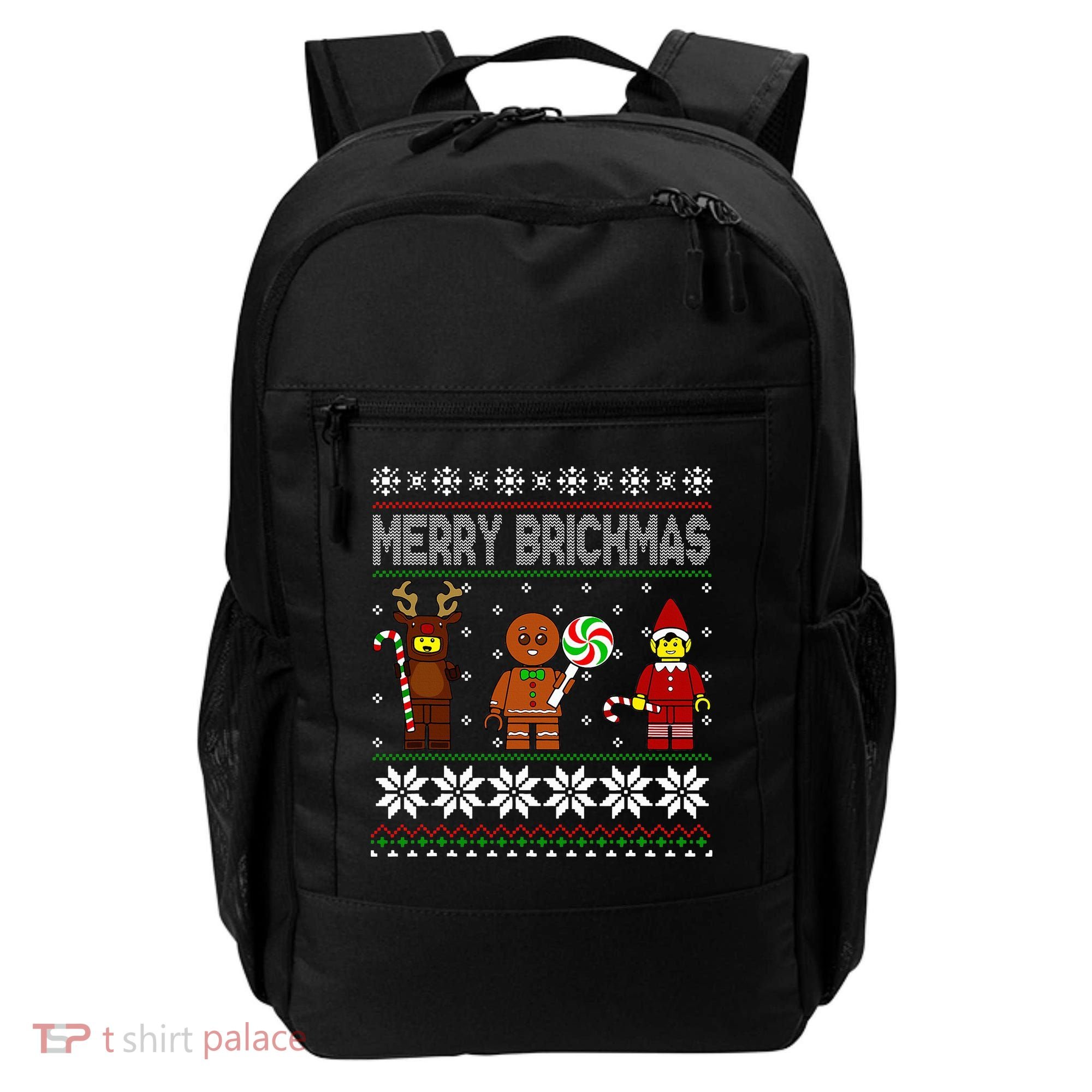 Merry Brickmas Ugly Christmas Block Brick Building  Backpack