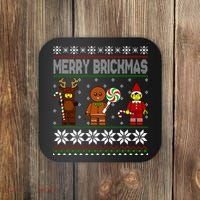 Merry Brickmas Ugly Christmas Block Brick Building  Coaster thumb 0