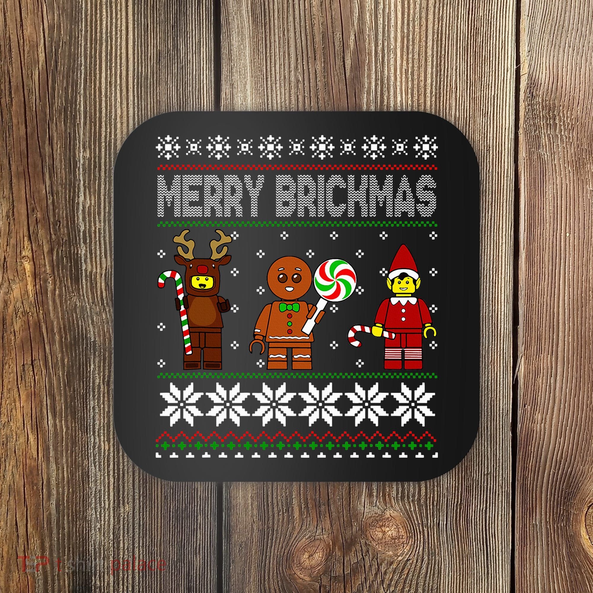 Merry Brickmas Ugly Christmas Block Brick Building  Coaster