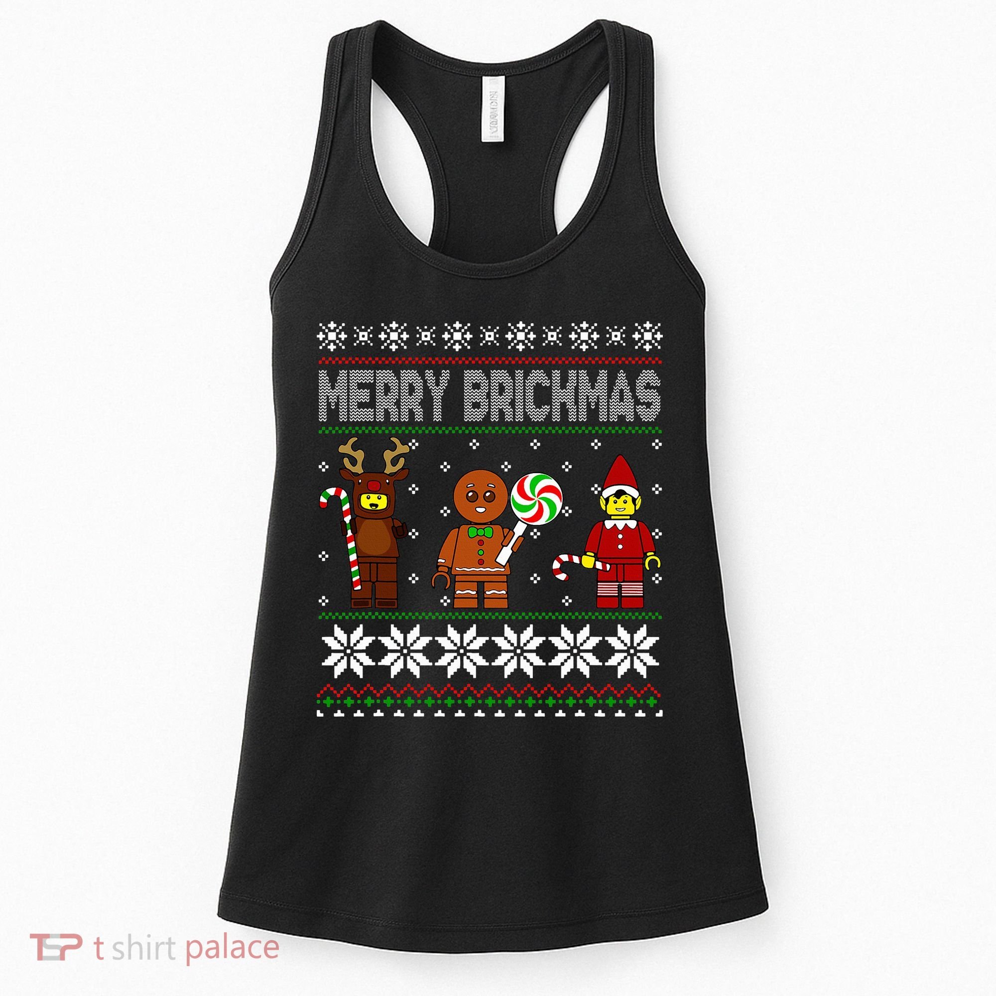 Merry Brickmas Ugly Christmas Block Brick Building  Women's Tank Top