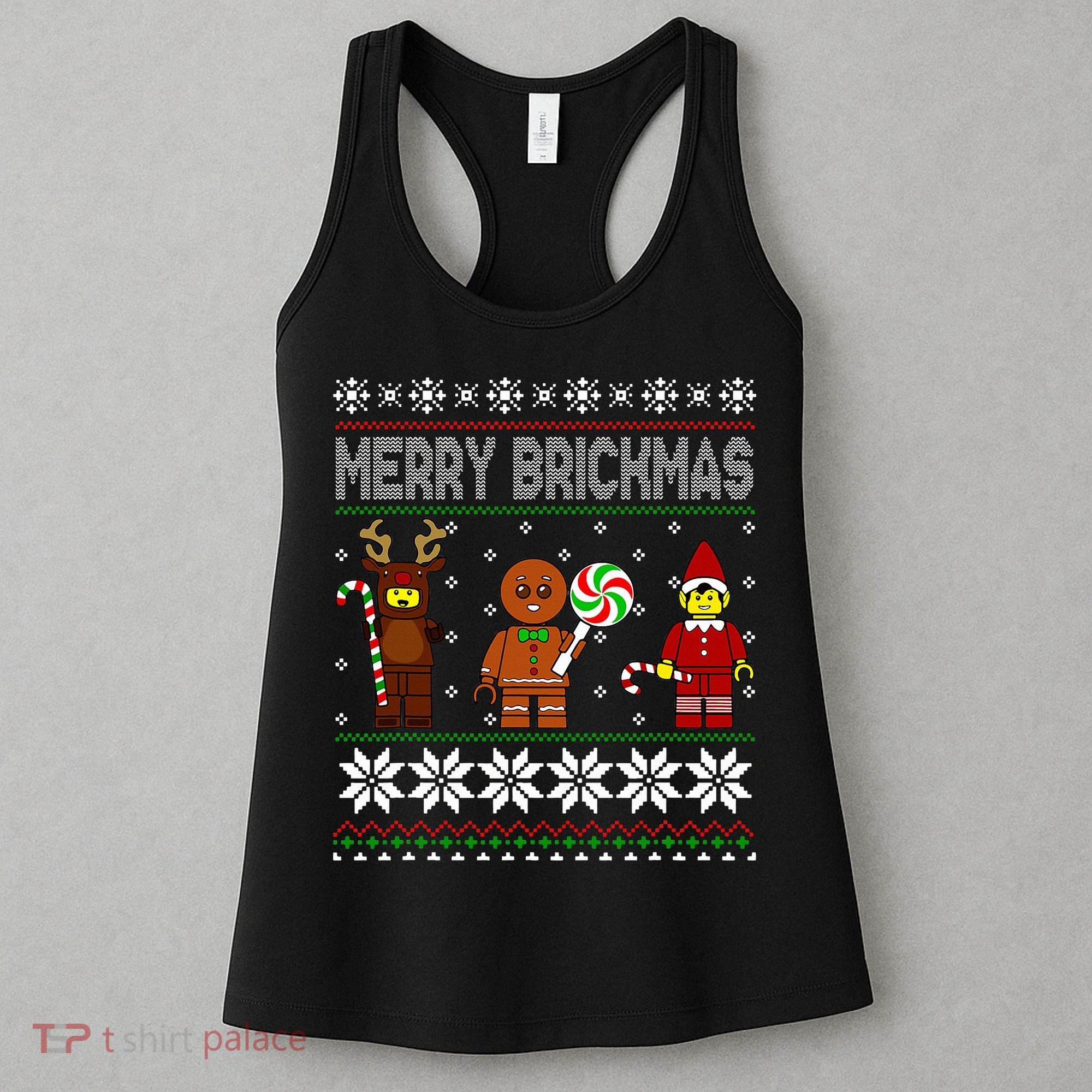 Merry Brickmas Ugly Christmas Block Brick Building  Women's Tank Top