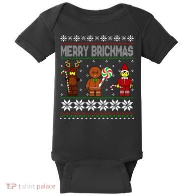 Merry Brickmas Ugly Christmas Block Brick Building  Baby Bodysuit