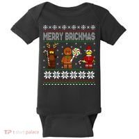 Merry Brickmas Ugly Christmas Block Brick Building  Baby Bodysuit thumb 0