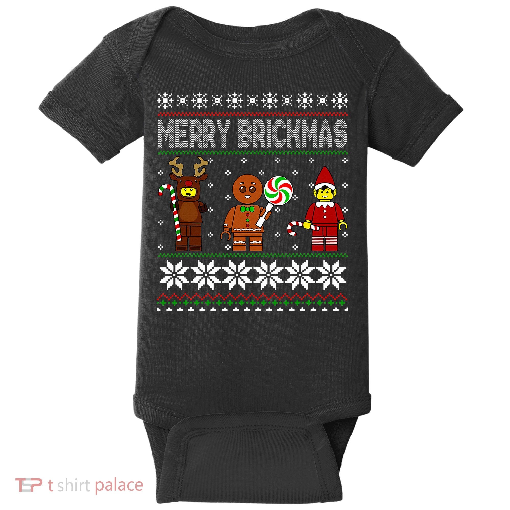 Merry Brickmas Ugly Christmas Block Brick Building  Baby Bodysuit