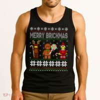 Merry Brickmas Ugly Christmas Block Brick Building  Tank Top thumb 3
