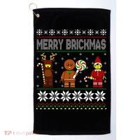 Merry Brickmas Ugly Christmas Block Brick Building  Golf Towel thumb 0