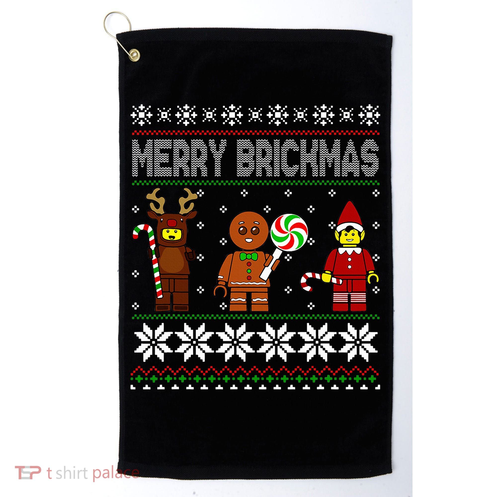 Merry Brickmas Ugly Christmas Block Brick Building  Golf Towel