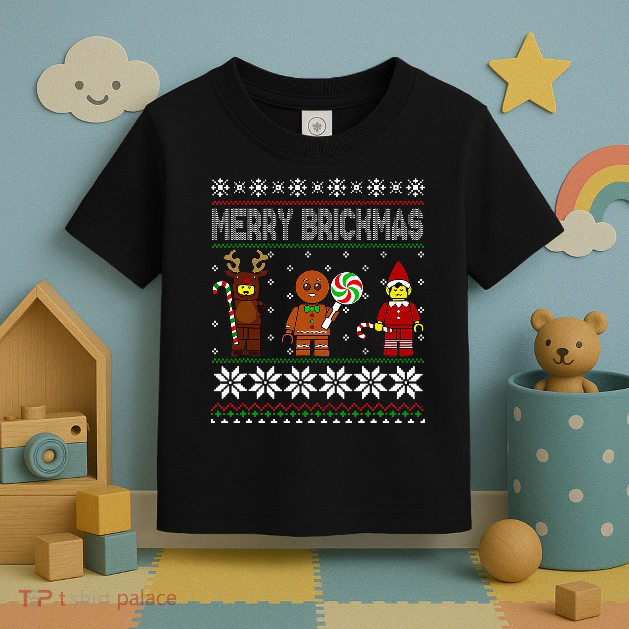 Merry Brickmas Ugly Christmas Block Brick Building  Toddler T-Shirt