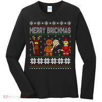 Merry Brickmas Ugly Christmas Block Brick Building  Women's Long Sleeve Shirt thumb 0
