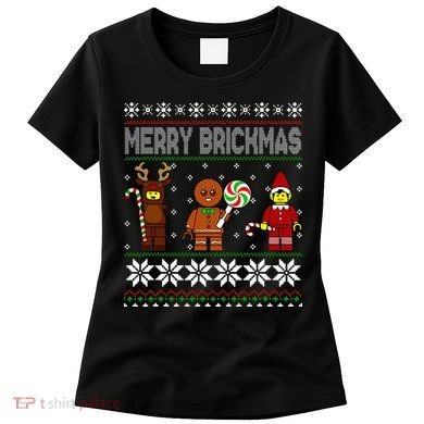 Merry Brickmas Ugly Christmas Block Brick Building  Women's T-Shirt