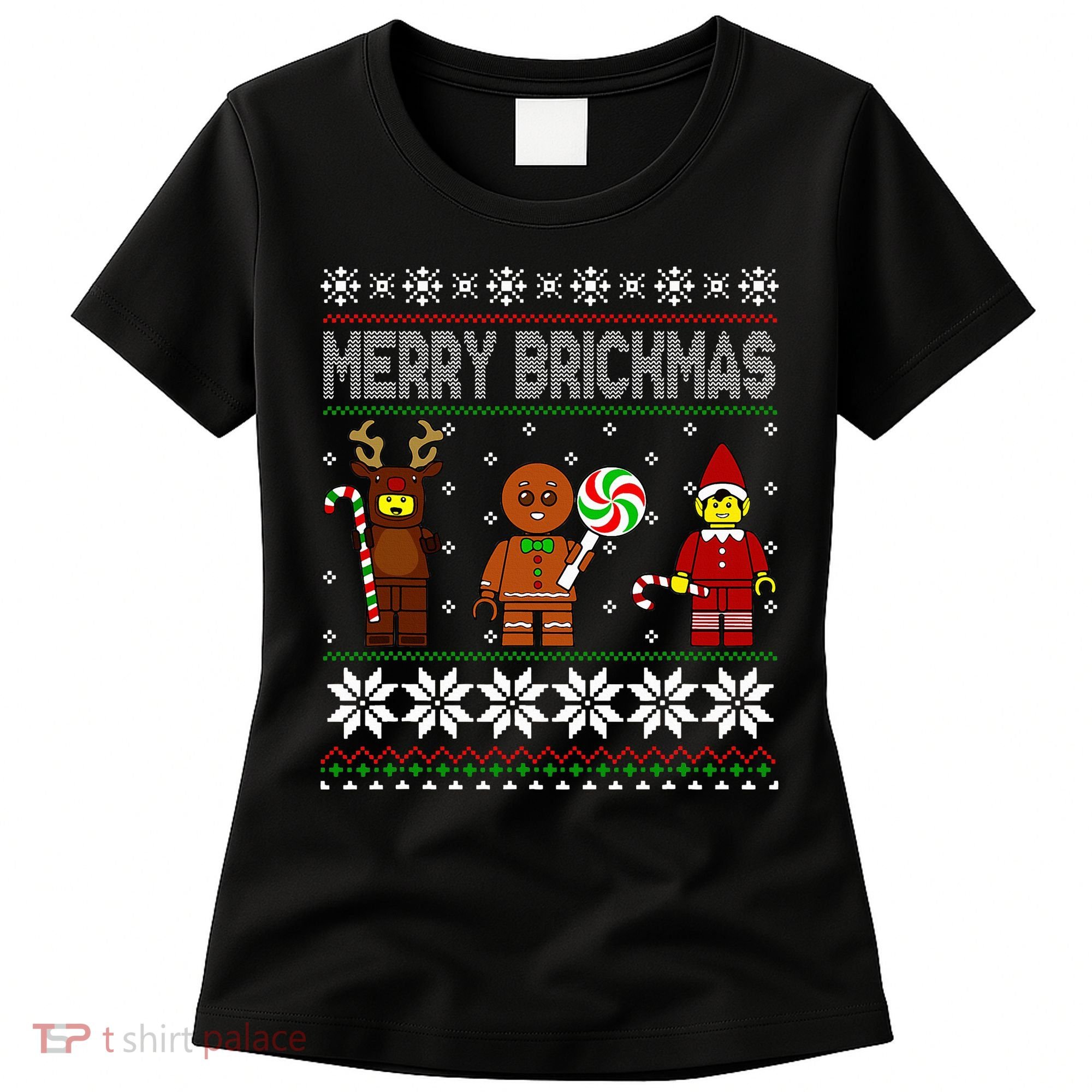 Merry Brickmas Ugly Christmas Block Brick Building  Women's T-Shirt