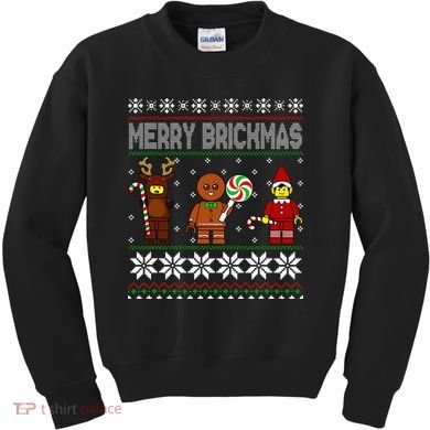 Merry Brickmas Ugly Christmas Block Brick Building  Kids Sweatshirt