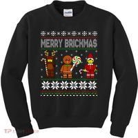 Merry Brickmas Ugly Christmas Block Brick Building  Kids Sweatshirt thumb 0
