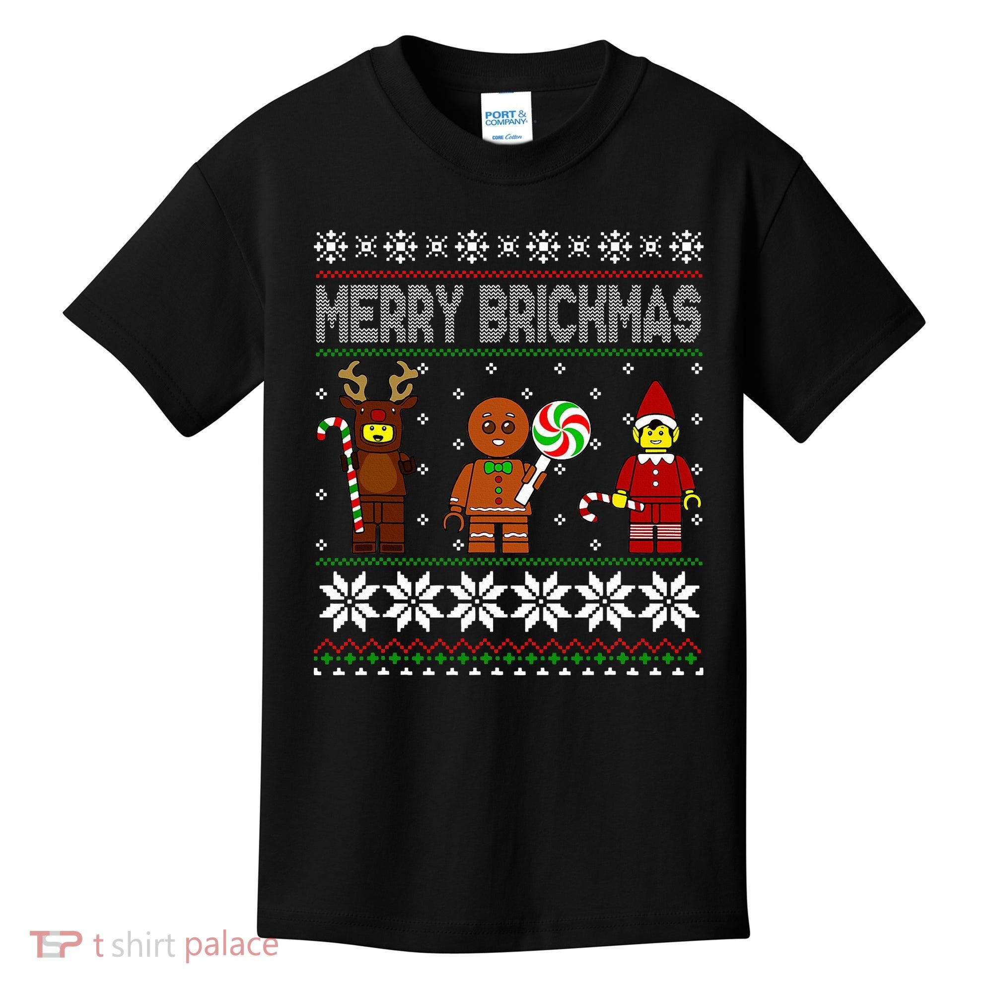 Merry Brickmas Ugly Christmas Block Brick Building  Kids T-Shirt