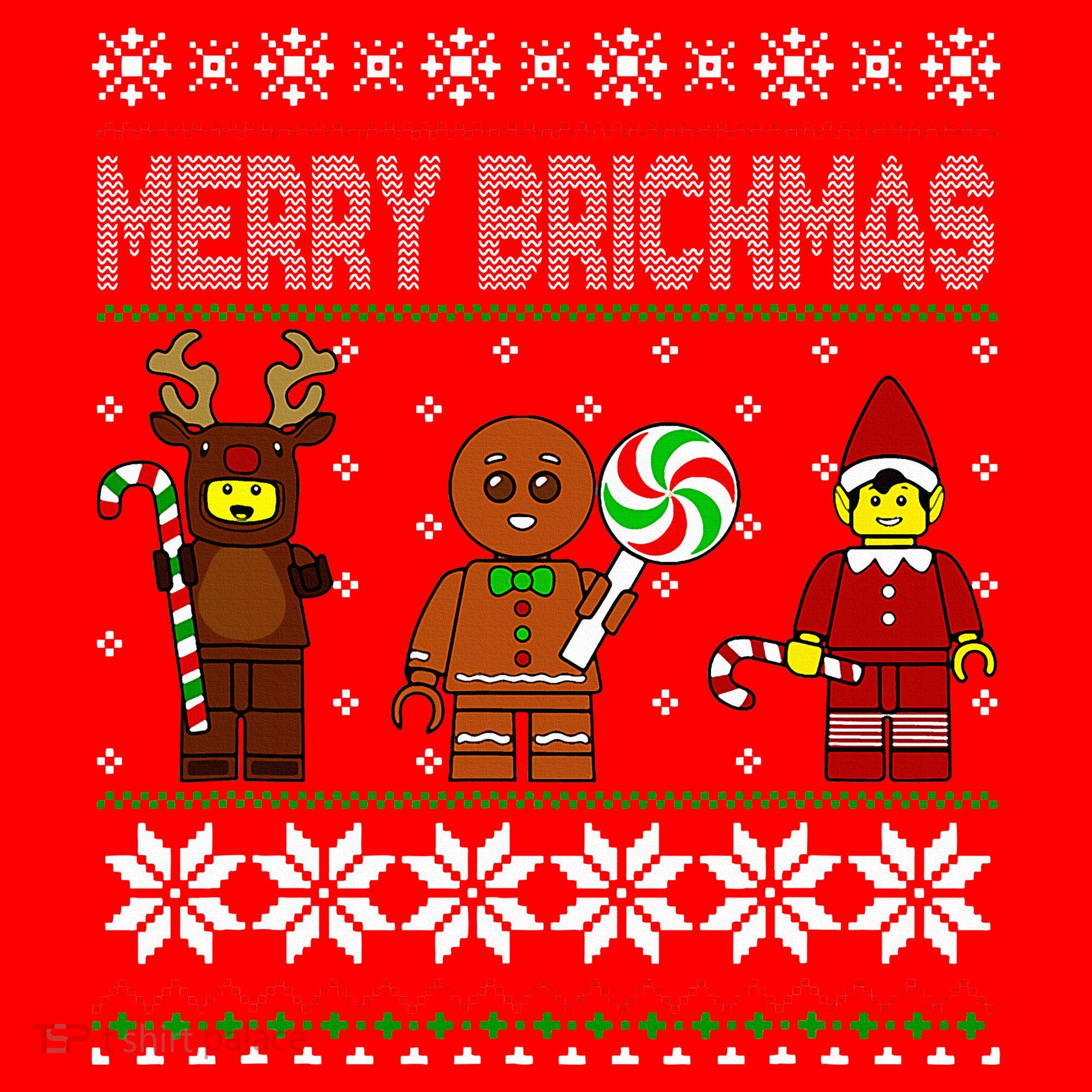 Merry Brickmas Ugly Christmas Block Brick Building  Santa Hat