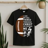 Motivational Bible Verse Christian Gifts Football T-Shirt thumb 2